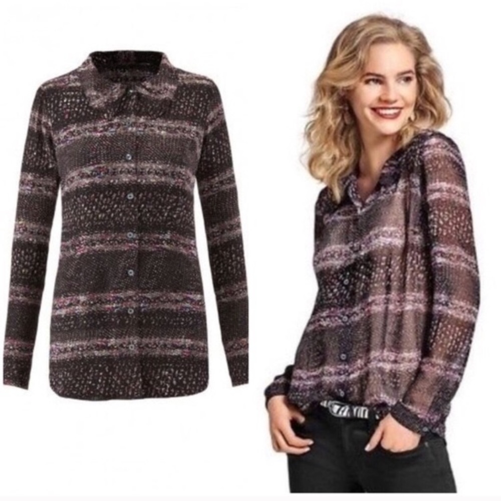 Cabi 3249 Paris sheer blouse colorful collared